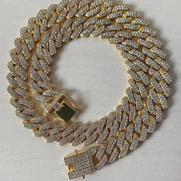 Gold Diamond Encrusted Cuban Chain/Collar